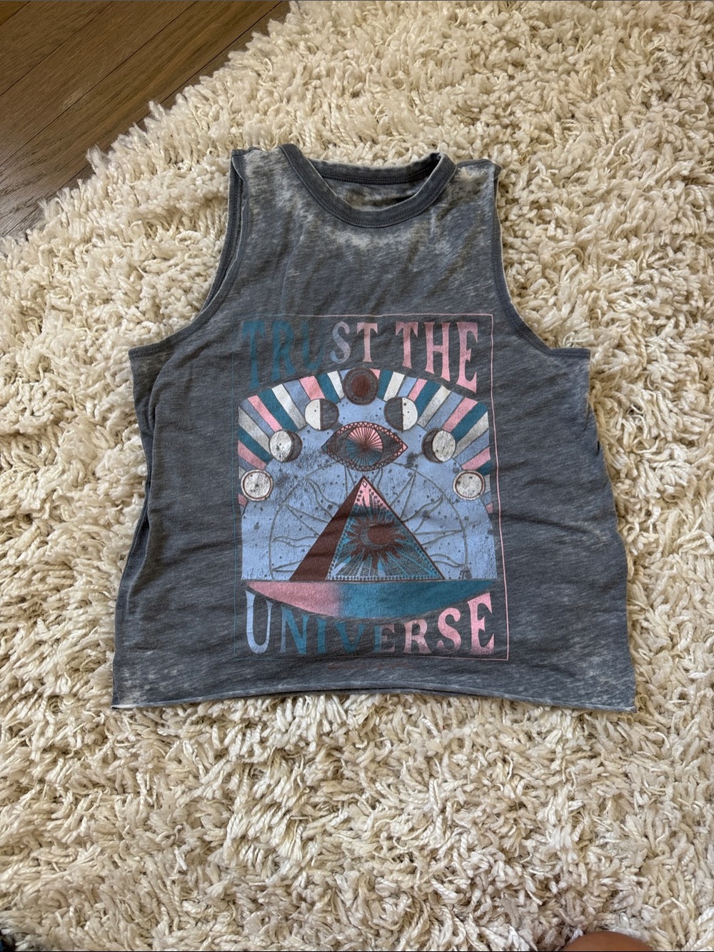 Spiritual Gangster Girls' Gray Tank with Pastel Cosmic Graphic